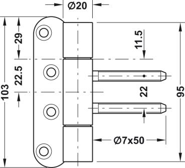 Preview: Objekttürband Edelstahl matt VN 3939/100 für gefälzte Objekttüren bis 100 kg Simonswerk
